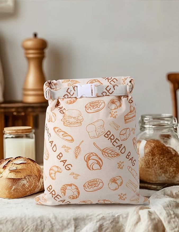 Reusable Beeswax Bread Bags(2 Pack), Beeswax Bags for Sourdough/Homemade Bread, Natural Cotton Bees Wax Bag, Fresh and Refrigerable, New Upgrade Food Storage Bag, Large Capacity and Portable