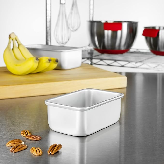 Fat Daddio's BP-5639CASE Anodized Aluminum Bread Loaf Pan, 4.875 x 2.75 x 2 inch, Set of 6