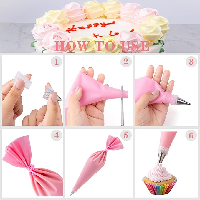 Cake Decorating Supplies Kit Tools 356pcs, Nifogo Baking Accessories with Cake Turntable, Pastry Piping Bag, Piping Icing Tips for Beginners