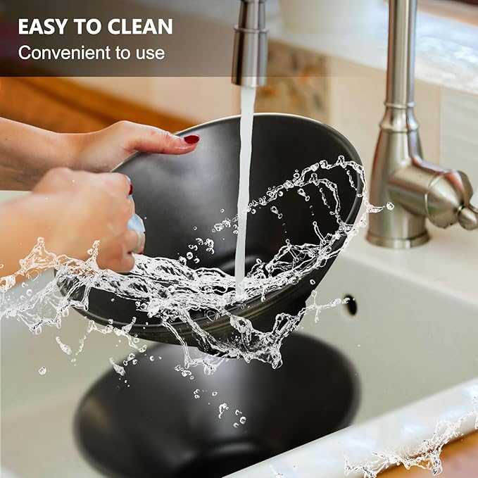 Set of 4 Ramen Bowl Set, Melamine Large Japanese Style Noodle Soup Bowls Set with Spoons and Chopsticks for Ramen, Pho, Noodles, Asian Dishes Black,Large Bowl for Adults| Dishwasher Safe (Black 8.7in)