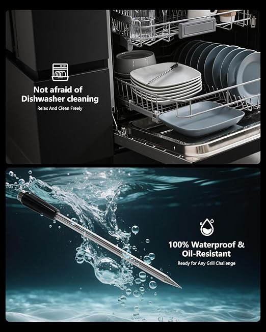 Bluetooth Wireless Meat Thermometer with App, Touch Screen, Audible Alarm, 2 Probes, 800ft Range & Rechargeable Base, Kitchen Food Thermometer for Cooking, BBQ, Smoker | Stocking Stuffers for Men