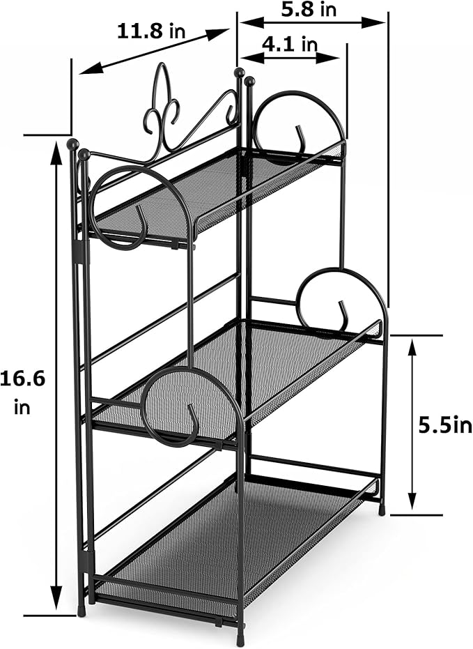 Bathroom Organizer Countertop - 3 Tier Spice Rack Organizer, Counter Organization and Storage for Bathroom, Kitchen, Bedroom, Offices, Foldable