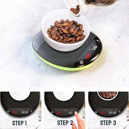 Mini Coffee Scale with Timer - Digital Espresso Scale 2kg/0.1g Accuracy Pour Over Coffee Rechargeable Down to 0.1g High Precision for Kitchen Food Weighing Measuring Baking Green
