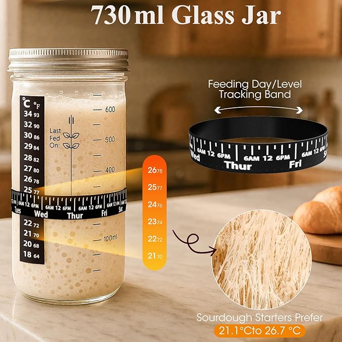 Sourdough Starter Kit,MQFORU Sourdough Bread Baking Supplies with 10" Round & 10" Oval baskets,Silicone Sourdough Bread Kit,Sour Dough Starter Kits for Bakers Wife Mom Women