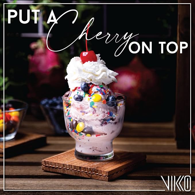 Vikko Dessert Bowls, Set of 12 Decorative Glass Ice Cream Cups, 5.5 Ounce Glass Dish for Dessert, Candy, Fruit Cup, Dishwasher Safe