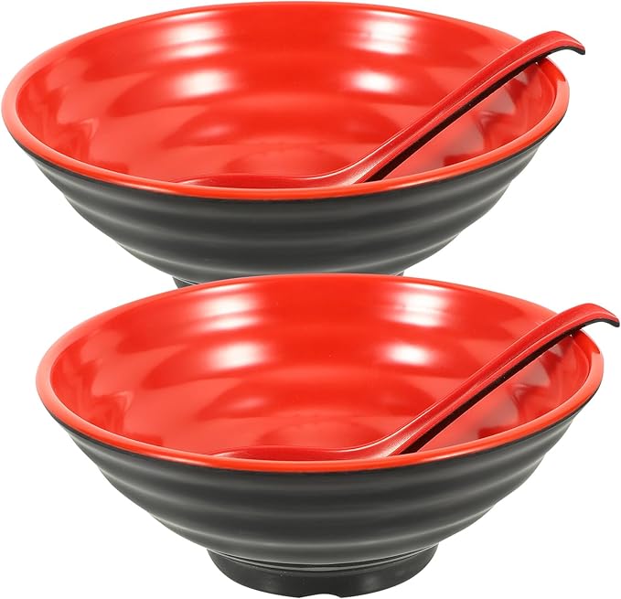 Vintage Ramen Bowl Set Multi-use Noodle and Rice Bowls with Premium Sturdy Material for Instant Noodles Desserts and Asian Dishes Kitchen Tableware with Fine Craftsmanship