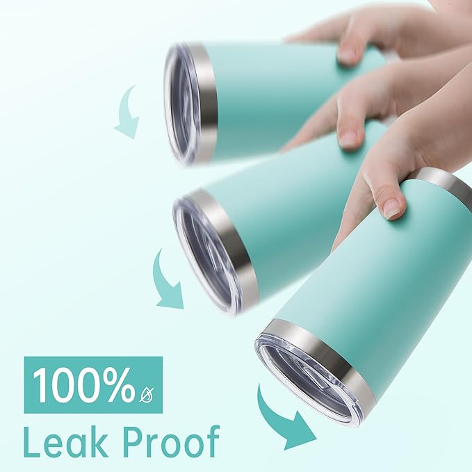 20 oz Tumbler Stainless Steel Tumblers with Lid Double Wall Vacuum Insulated Coffee Mug 20oz Powder Coated Cup for Hot and Cold Drinks, Turquoise, 1 pack