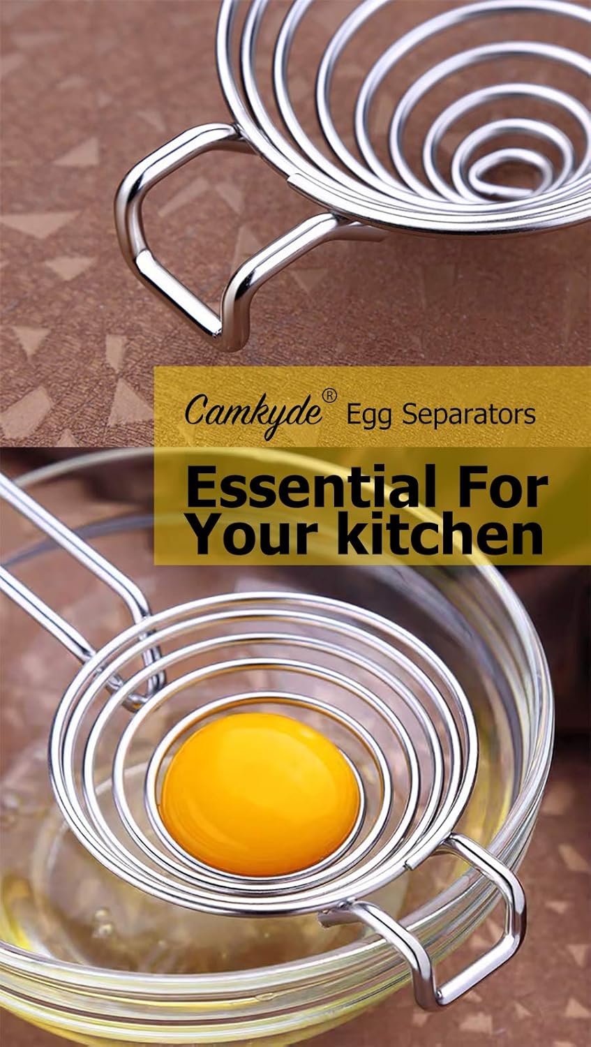 CAMKYDE Egg Separator Food Grade Stainless Steel Egg Yolk White Separation Tool, Set of 2 (Red)