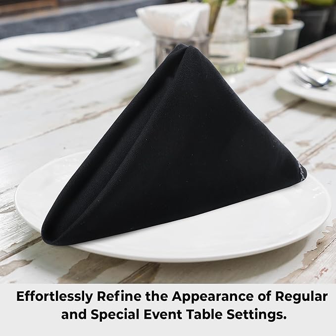 Urban Villa Cloth Napkin Set of 6 Hemstitch Black White 20x20 Inches Premium Soft Cotton Highly Absorbent Reusable & Washable Dinner Table Napkins for Home and Weddings