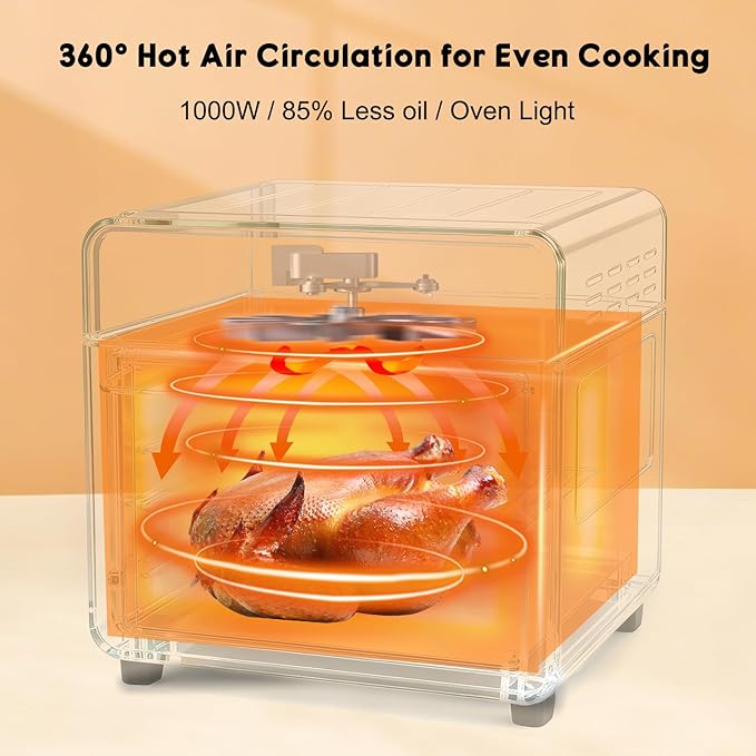 10QT Air Fryer Toaster Oven Combo, Air Fryer Oven with 5 in 1 Functions, 3 Knob Control & Visible Window, 3-Layer Cooking, Countertop Airfryers Ideal for small kitchen,Cooks 6 Toast slices at once