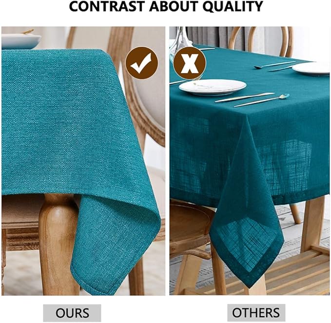 Table Cloth Rectangle Table Cover 57x85 Inches Faux Linen Wrinkle Free and Waterproof Lake Blue Rectangle Tablecloth for Kitchen Dining Party Buffet Wedding