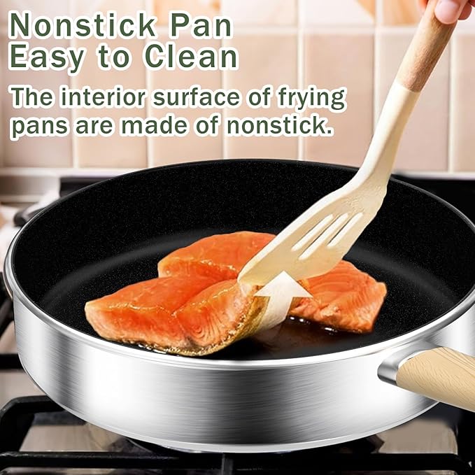 Stainless Steel Cookware Set 13pcs, Pots and Pans Set, Induction Cookware, Kitchen Cooking Set, Heavy Duty, Triple-bonded base, Dishwasher Safe