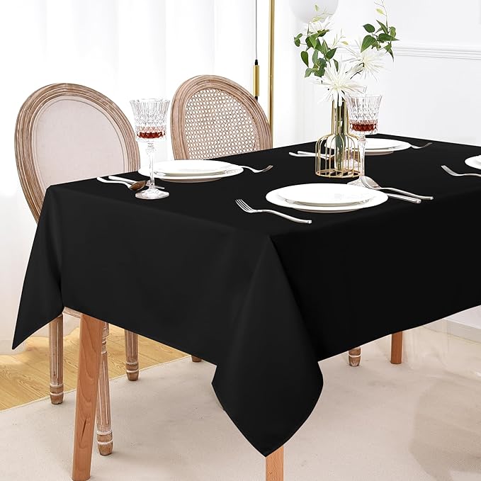 sancua 10 Pack Black Tablecloth 60 x 84 Inch, Rectangle Table Cloth for 4ft Tables - Stain and Wrinkle Resistant Washable Polyester Table Cover for Dining Wedding Banquet Party Buffet Restaurant