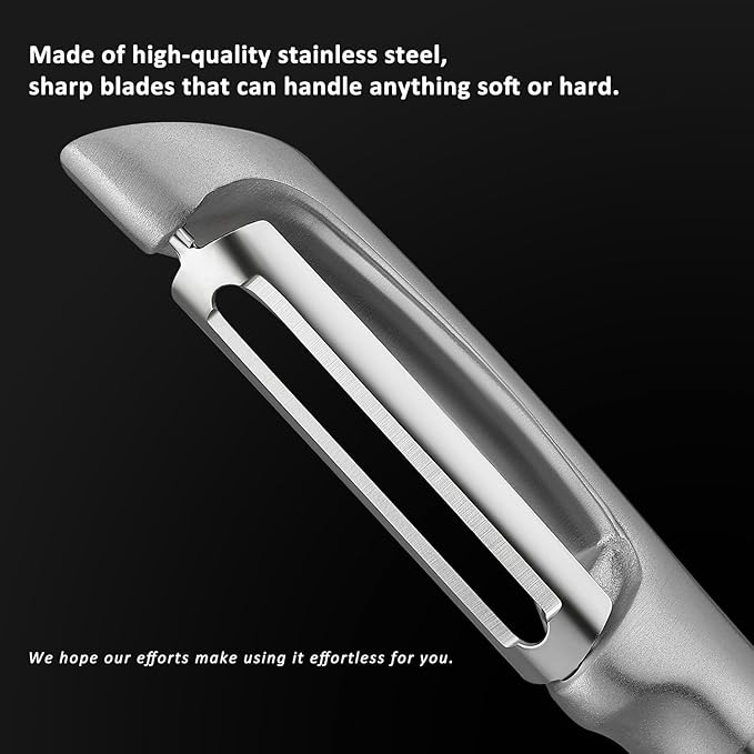 KULUNER I-Type Vegetable Peeler, Silver Chrome Finish, 304 Stainless Steel Blade, Ultra Sharp Potato Peeler for Apples, Carrots, Heavy Duty Kitchen Peeler