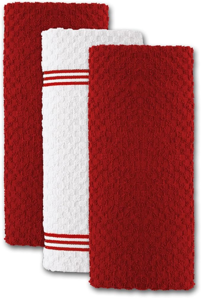 Infinitee Xclusives Premium Kitchen Towels - [Pack of 12] 100% Cotton Kitchen Hand Towels (15 x 25 Inches) - Dish Towels for Kitchen |Passionate Red|