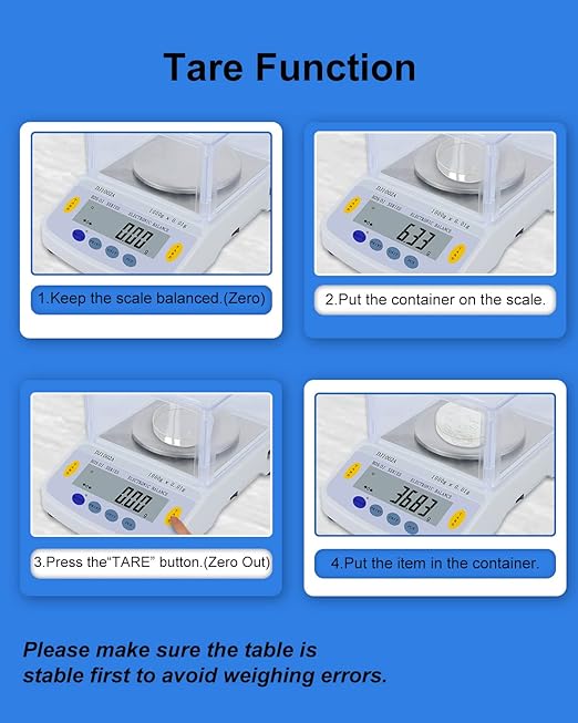Precision Lab Scale 1200gx0.01 Gram Resolution, 10mg LCD Lab Analytical Scale/Kitchen Scale/Medicine Scale/Industrial Scale/Gold Scales（Support Printing）
