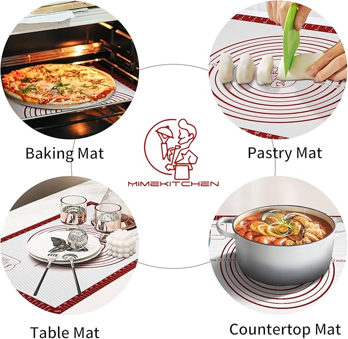 Silicone Baking Mat,Non Stick Pastry Dough Mat for Rolling, Macarons Baking Mat, Pie Crust Bread Pizza Mat, Counter Mat