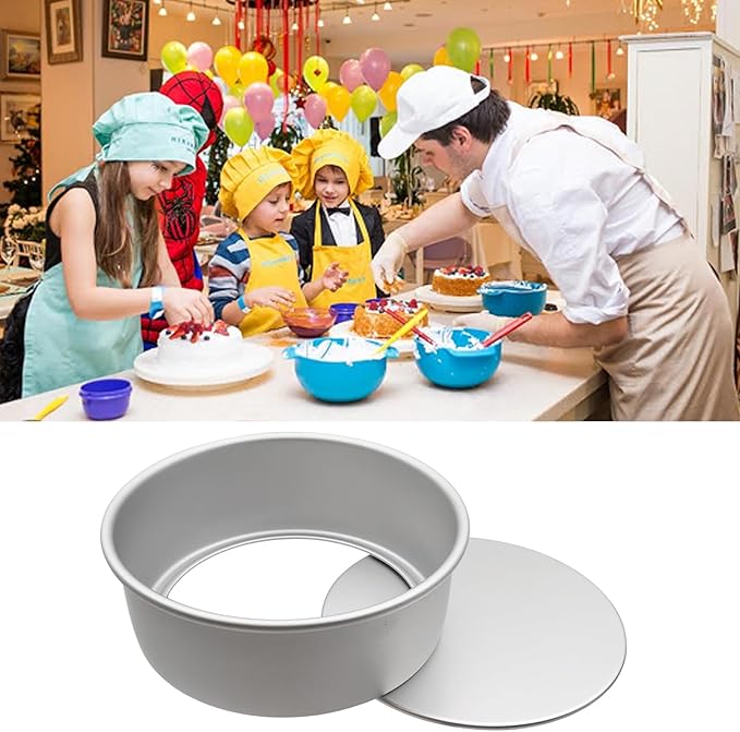 Aluminum Round Cake Pans, 3pcs Nonstick Baking Pan with Removable Bottom 6/8/10 Inches Cheese Cake Mold Straight Edge for Wedding Birthday Anniversary or Party Event