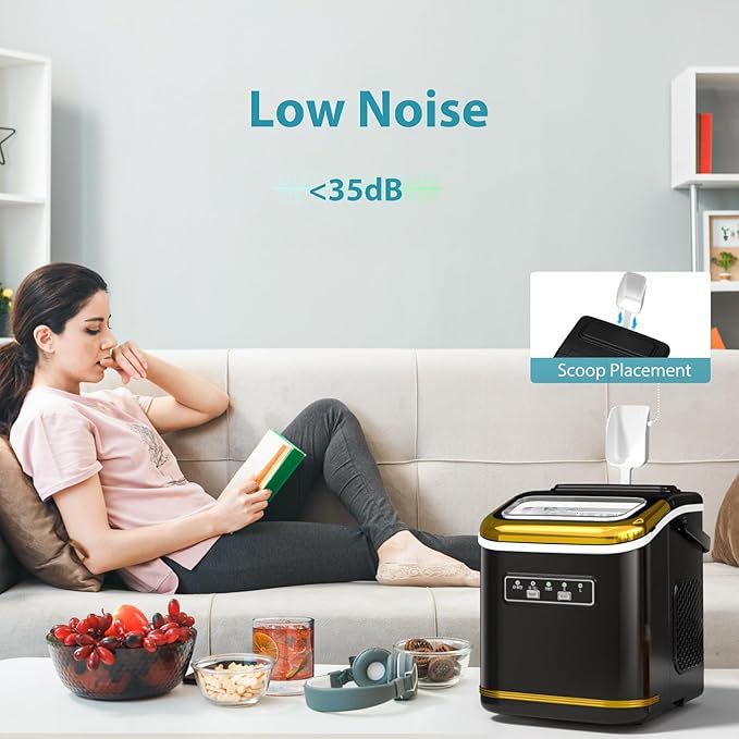 Ice Maker Machine Countertop Portable Compact Small Bullet Ice Maker with Self Cleaning,9 Cubes in 6 Mins,26lbs in 24Hrs, for Home and Kitchen(Black)