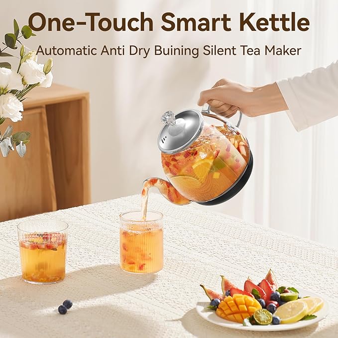 Compact Tea Maker Electric Glass Kettle，Dual Methods of Steaming and Brewing with Temperature and Timer Programs，Cordless 800W 0.8 Liters capacity for get your favorite teas.(pick-up available)