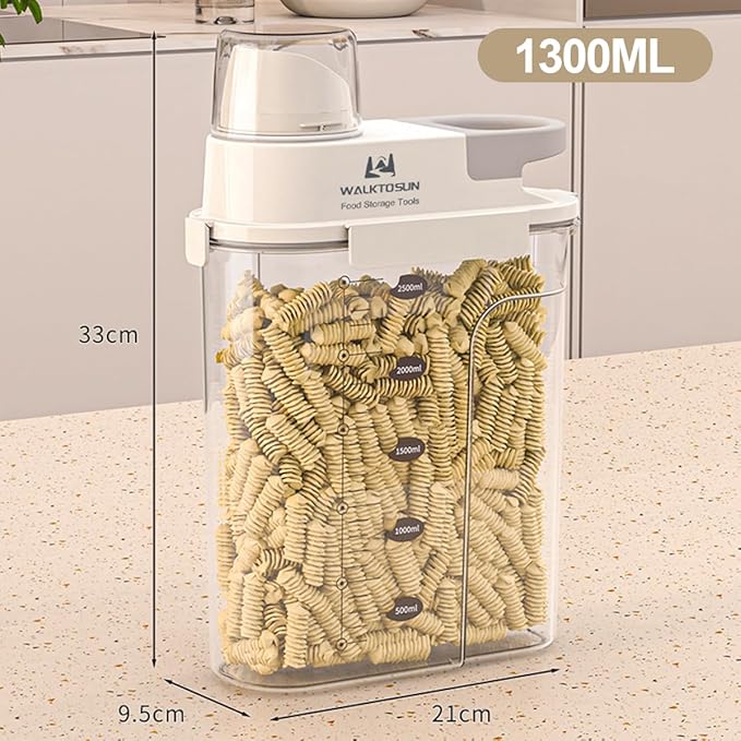 Cereal Containers Storage with Pouring Spout Airtight Kitchen and Pantry Organization Canisters for Dry Food Nuts Flour and Sugar Bin BPA Free Pet Dog Cat Food Dispenser 2500ml (Gray-2pcs)