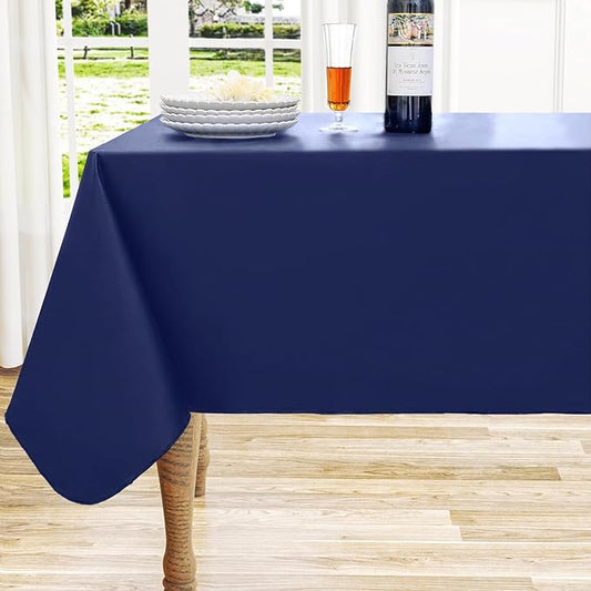 homing Square Vinyl Tablecloth, Waterproof Spillproof Plastic Flannel Backed Table Cloth, Wipe Clean Table Cover for Dining, Buffet Parties and Camping (Navy Blue, 54" x 54")