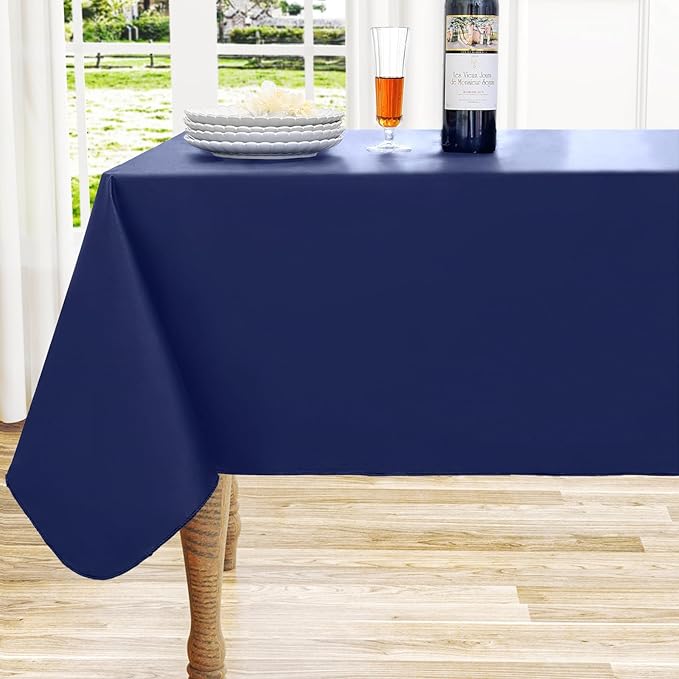 homing Rectangle Vinyl Tablecloth, Waterproof Spillproof Plastic Flannel Backed Table Cloth, Wipe Clean Table Cover for Dining, Buffet Parties and Camping (Navy Blue, 52" x 70")