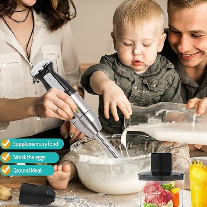 400W Immersion Hand Blender, Electric Handheld Stick Mixer Hand Blender with 2 Mixing Speed, Stainless Steel Blades, for Blending Smoothie, Soup, Baby Food
