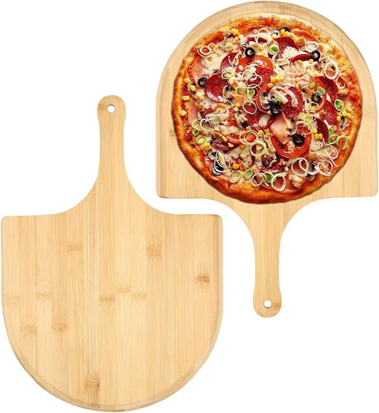2 Pack Pizza Peel 11 Inch, Natural Bamboo Pizza Spatula Wooden Pizza Spatula Paddle Board for Home Pizza Cutting，Cheese, Bread,Fruit,Vegetable Oragaznie (2)