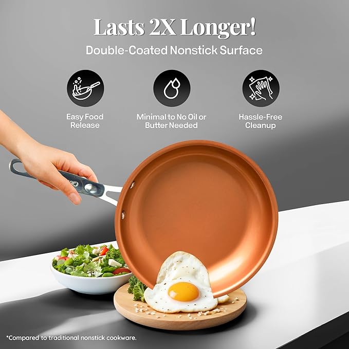 Gotham Steel True 20 Pc Ceramic Cookware Set Nonstick, Ceramic Pots and Pans Set Non Stick with Deep Square Pan Set & Bakeware Set, Non Toxic PFOA PFOS Free, Oven & Dishwasher Safe, No Cheater Pieces