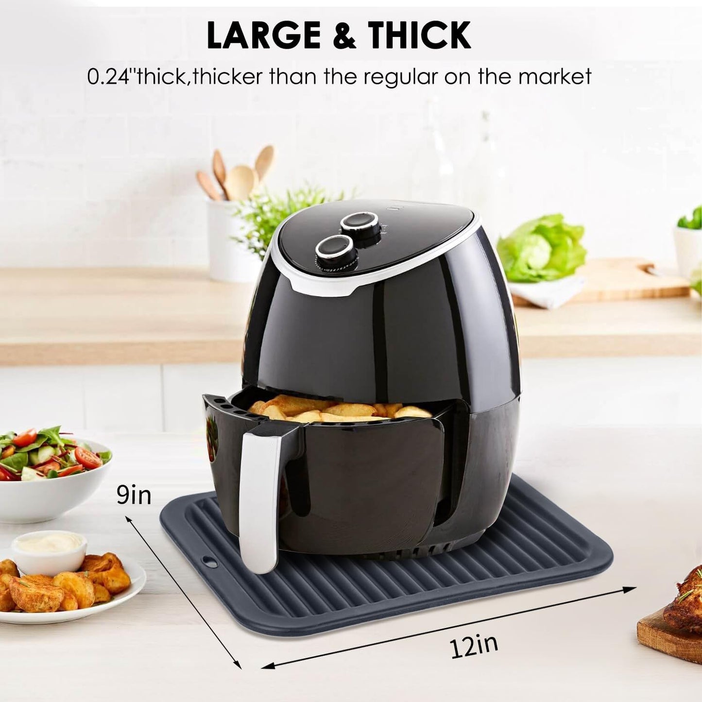 4 PCS Silicone Trivet for Hot Dishes, Silicone Hot Pads Trivets Mat for Hot Pots and Pans, Heat Resistant Hot Mats, Pot Holders, Tables Mats for Countertop, Jar Opener, Drying Mat (Dark Grey)