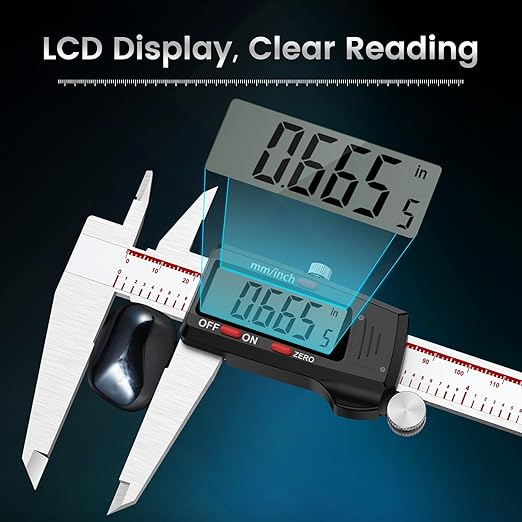 Housolution Digital Caliper 12 Inch, Caliper Measuring Tool with Large LCD Screen, Inch/MM, 4 Measuring Ways, Auto-Off LCD Stainless Steel Micrometer Vernier Caliper for Printing Jewelers Woodworkers