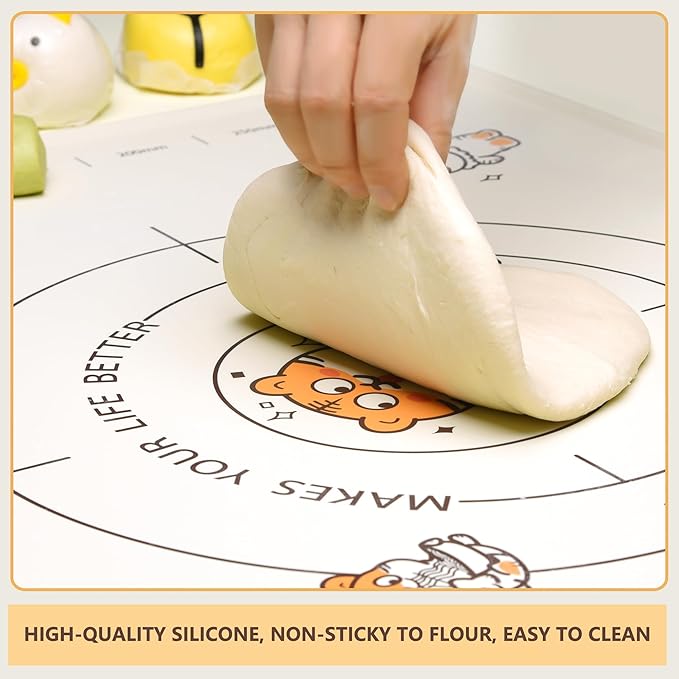 28x20 Inch Extra Thick Silicone Pastry Board, Silicone Baking Mat with Measurements, Non-slip Silicone Mat, Kneading Counter Mat, Non-Stick Dough Mat with Edge Heightening