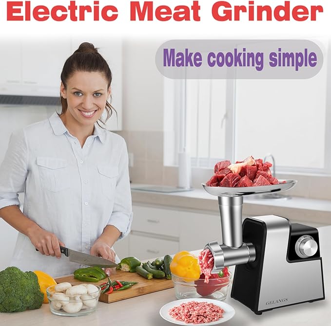 Electric Meat Grinder，350W(2800W Max) Sausage Stuffer Maker with Sausage Stuffer Tubes & Kubbe Kit，Food Grinder with Blade & 3 Plates For Home Kitchen Use