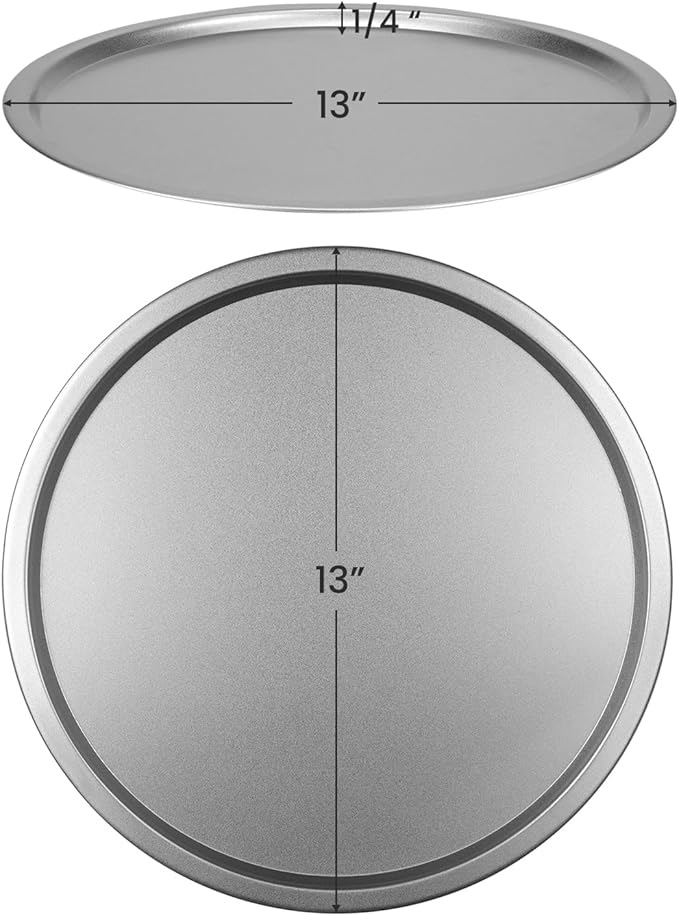 DecorRack 13 Inch Alloy Steel Pizza Pan, Non-Stick Coating, Serving Tray, Round Baking Tray for Oven Use (2 Pack)