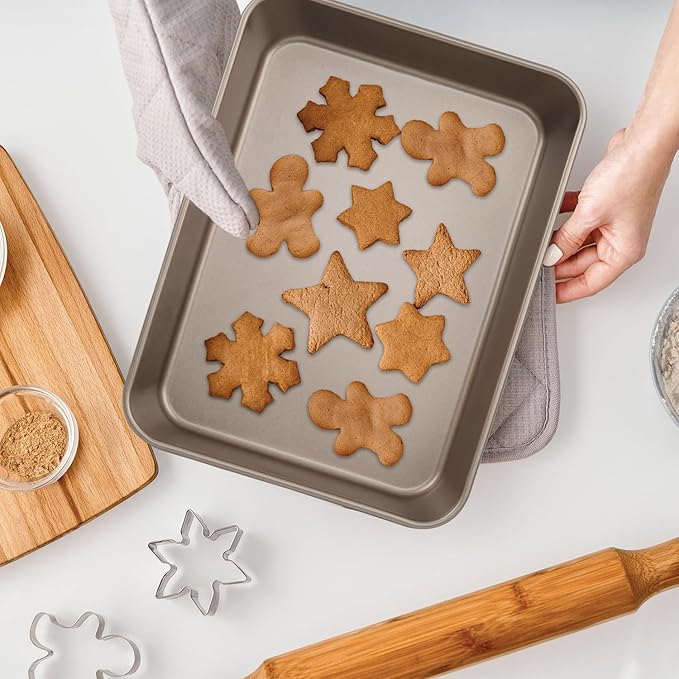 Baking Sheet Pans Brownie Pans,3 Pack Baking Pan Nonstick Cookie Sheet Brownie Cake Pan, Deep Dish, Easy Clean, Rust-Resistant, Multi-Purpose Cookie & Brownie Pan Set (12.7 x 10.6 x 2.4")
