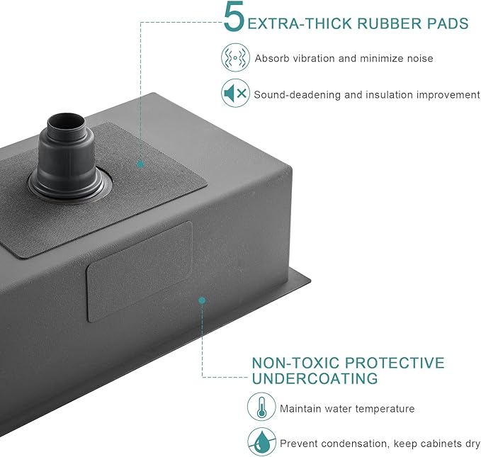 28x18 inch Drop in Kitchen Sink Black - 18 Gauge Top mount Bar Sink Single Bowl, 9 inch Deep Stainless Steel Overmount Sinks Handmade with Strainer