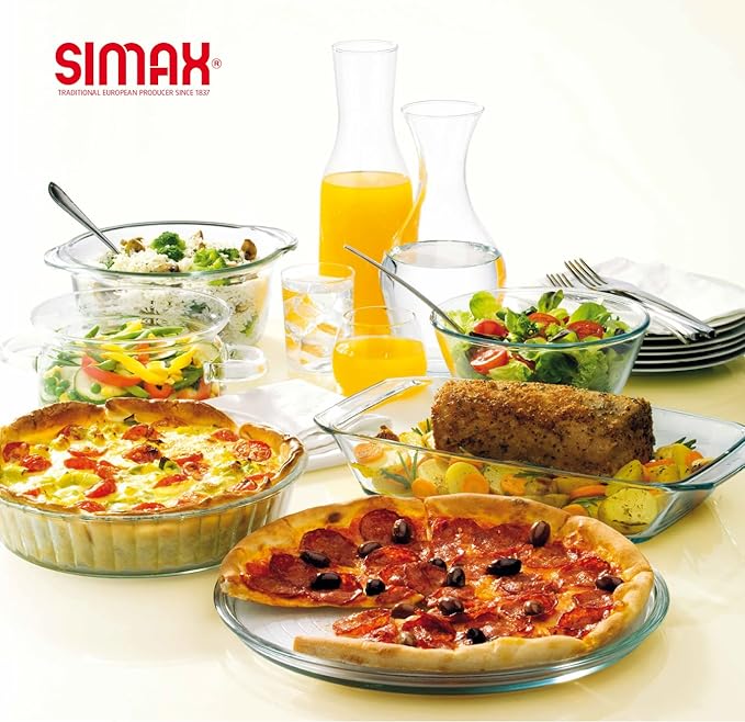 SIMAX Glass Pizza Pan for Oven: Borosilicate Glass Pizza Tray for Oven - 12.5-inch Pizza Pans - Pizza Plates - Pizza Tray Oven Pan - Round Pizza Pans Baking Sheet - Non Stick Pizza Pan 12.5 Inch