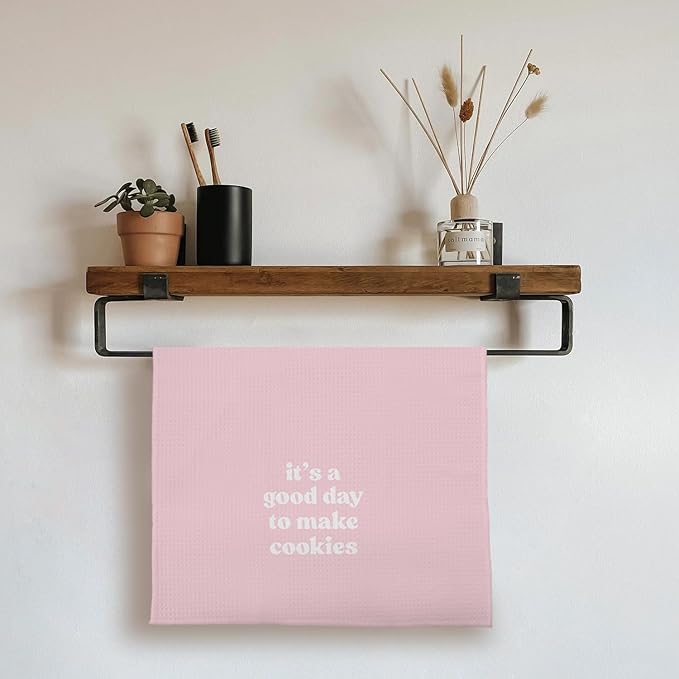 Baking & Cooking Towels, Tea Towels for Bakers & Cooks, Gifts for Cookie Lovers, 16x24 Pink