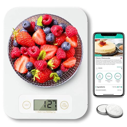 Smart Food Scale - Digital Food Scales Grams and Ounces with Nutritional Calculator, Food Scale for Weight Loss, Kitchen Scales for Food Nutrition, Calorie Scale for Diet, Keto, Diabetics 0.1oz-11lb