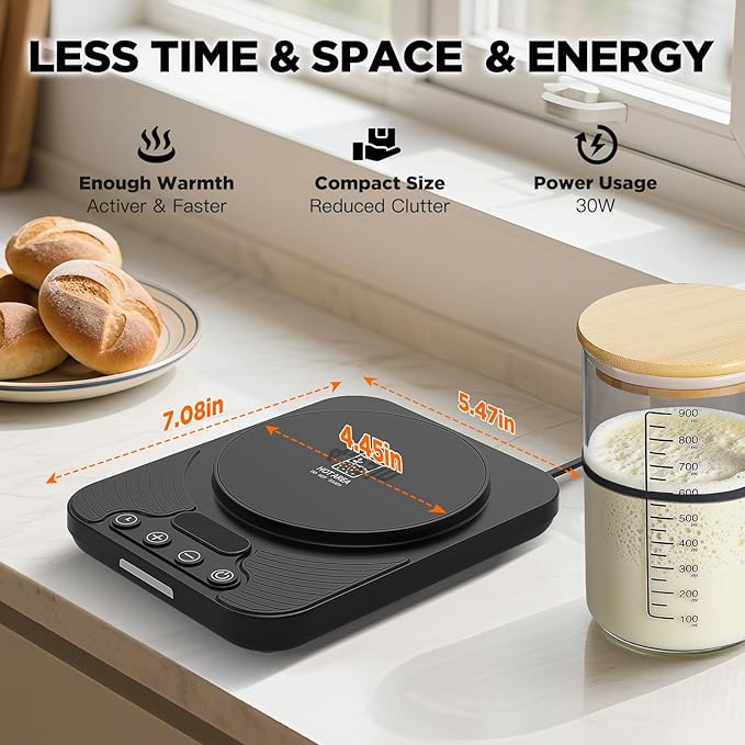 Sourdough Starter Warmer Kit with 34oz Glass Jar & Thermometer - 24H Timer Auto ON/OFF, 1°F Control (70-100°F), Smart Warming Memory, Sour Dough Bread Starter Heater Accessories, Home Baker Tool Gifts