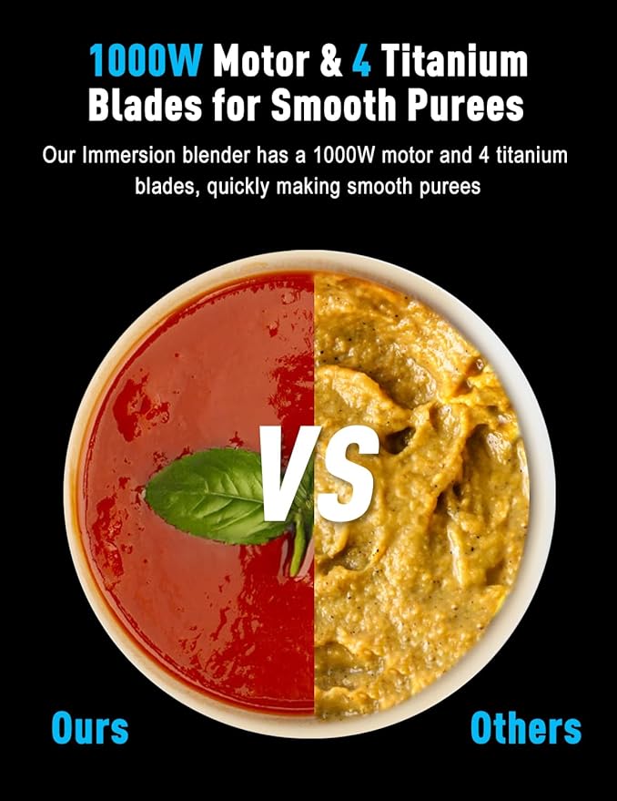 1000W Powerful , 2025 New Update Hand Blender with 25-Speed, Scratch-Resistant Corded Hand Mixer with Heavy-Duty Copper Brushless Motor and Gift Box