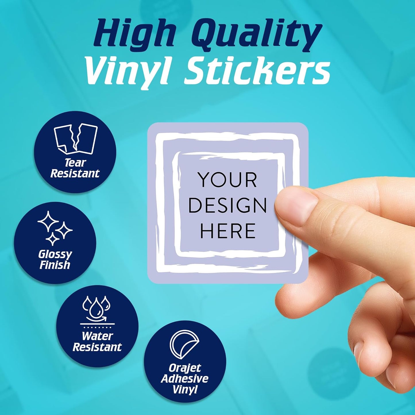 100 Custom Vinyl Stickers - Upload Your own Image, Text, Design, Logo - Personalized Logo Labels for Handmade, Packaging, Bottle, Jars, Candle, Brand Stickers (Lavender Swirls, 1.5x1.5 Square)