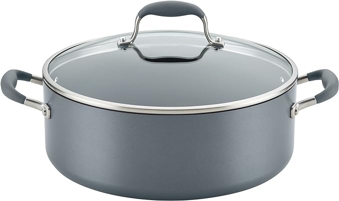 Anolon Advanced Home Hard-Anodized Nonstick Wide Stock Pot/Stockpot (7.5-Quart, Moonstone)