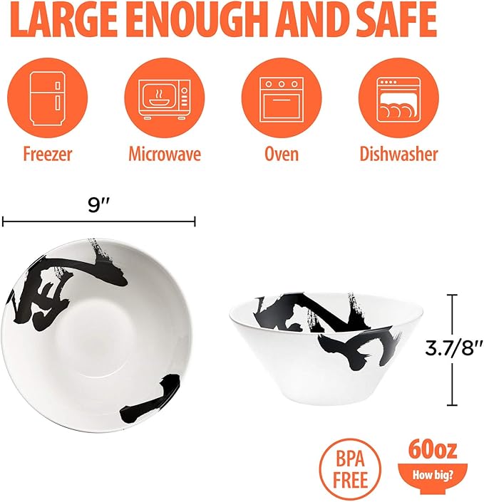 Japanese Ceramic Ramen Bowl Set, 60oz Large Ramen Bowls with Chopsticks, Spoons and Chopstick Rests – Bowl for Ramen, Pho, Salad, Poke, Soup, Udon – Minimalist Design, Premium Quality, White