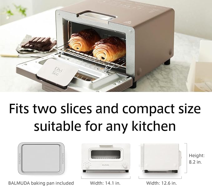 BALMUDA The Toaster | Steam Oven Toaster | 5 Cooking Modes: Sandwich Bread, Artisan Bread, Pizza & Pastry, Oven | Precise Heat Control | Steam Technology | Baking Pan | US Version | Black
