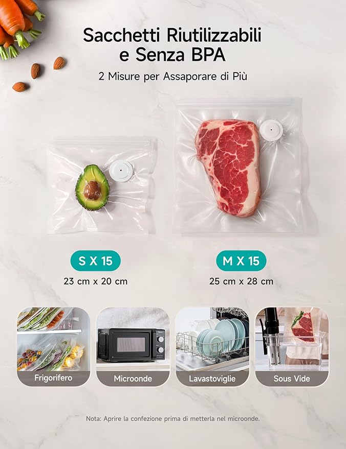 HiCOZY Compact Vacuum Sealer for Food with Visible Water Tank, Portable Handheld Vacuum Sealer Machine with 30 BPA-Free and Reusable Bags, One Press to Seal Fresh, Phantom Gray