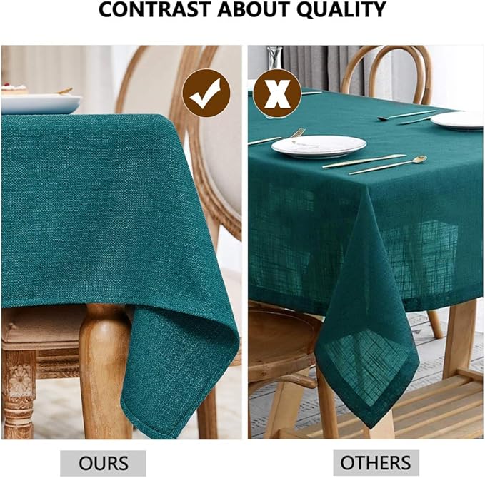 Table Cloth Rectangle Table Cover 55x71 Inches Faux Linen Wrinkle Free and Waterproof Teal Green Rectangle Tablecloth for Kitchen Dining Party Buffet Wedding