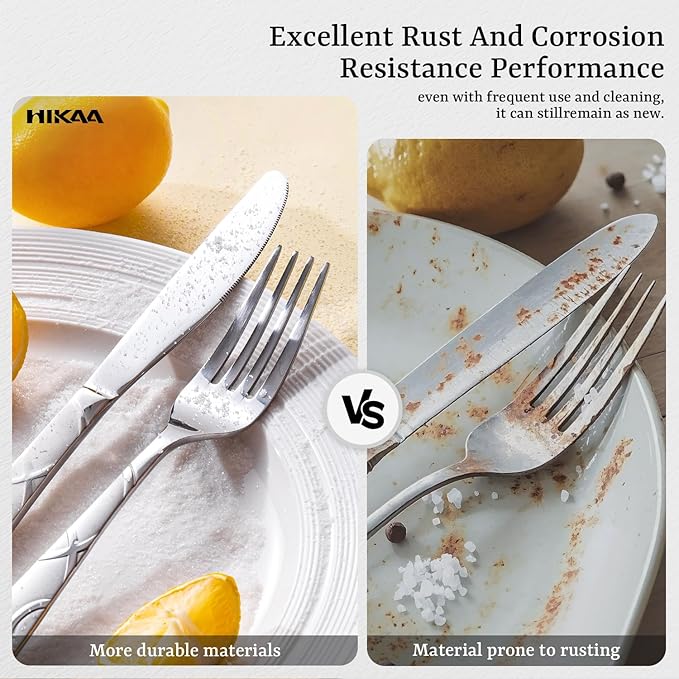 HIKAA Gift Wrap Silverware Set Stainless Steel Flatware Set for Gift, Cutlery Set for Present (60, Flower)