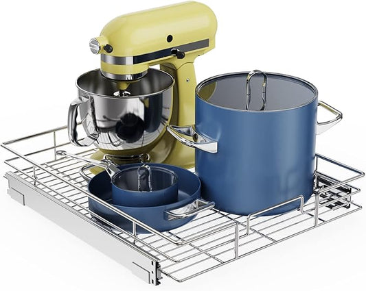 ROOMTEC Pull Out Cabinet Organizer, Cabinet Pull Out Shelves 22½" W x 21½" D, Heavy Duty Cabinet Drawers Slide Out Kitchen Cabinet Organizers Storage Shelf